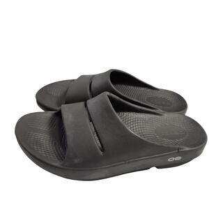 OOFOS M6-W8 Ooahh Two Strap Recovery Sport Flex Slide Sandals Black